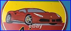 Vintage Ferrari Dino Sports Car Sign Auto Service Dealer Gas Porcelain Sign