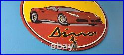 Vintage Ferrari Dino Sports Car Sign Auto Service Dealer Gas Porcelain Sign