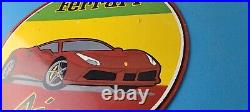 Vintage Ferrari Dino Sports Car Sign Auto Service Dealer Gas Porcelain Sign