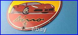 Vintage Ferrari Dino Sports Car Sign Auto Service Dealer Gas Porcelain Sign