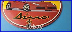 Vintage Ferrari Dino Sports Car Sign Auto Service Dealer Gas Porcelain Sign