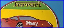 Vintage Ferrari Dino Sports Car Sign Auto Service Dealer Gas Porcelain Sign