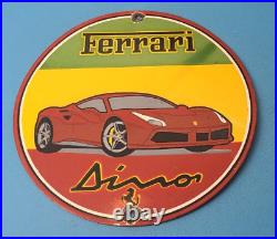 Vintage Ferrari Porcelain Gas Automobilia Dino Sports Car Service Pump Sign