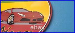 Vintage Ferrari Porcelain Gas Automobilia Dino Sports Car Service Pump Sign