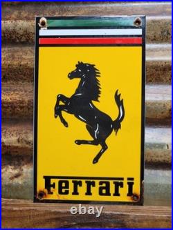 Vintage Ferrari Porcelain Sign Italian Auto Dealer Sales Service Gas Race Car 12