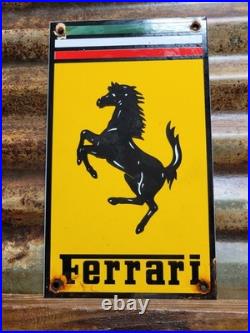 Vintage Ferrari Porcelain Sign Italian Auto Dealer Sales Service Gas Race Car 12