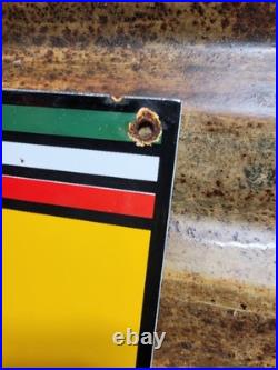 Vintage Ferrari Porcelain Sign Italian Auto Dealer Sales Service Gas Race Car 12