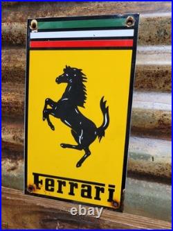 Vintage Ferrari Porcelain Sign Italian Auto Dealer Sales Service Gas Race Car 12