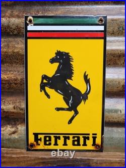 Vintage Ferrari Porcelain Sign Italian Auto Dealer Sales Service Gas Race Car 12
