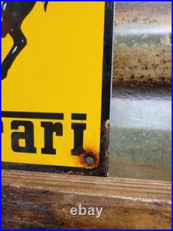 Vintage Ferrari Porcelain Sign Italian Auto Dealer Sales Service Gas Race Car 12