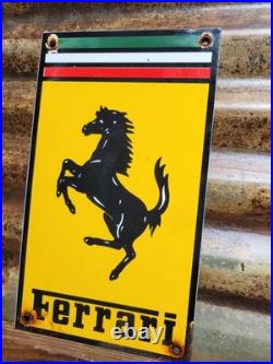 Vintage Ferrari Porcelain Sign Italian Auto Dealer Sales Service Gas Race Car 12