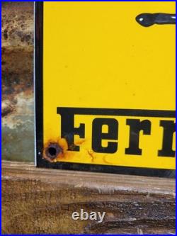 Vintage Ferrari Porcelain Sign Italian Auto Dealer Sales Service Gas Race Car 12