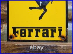 Vintage Ferrari Porcelain Sign Italian Auto Dealer Sales Service Gas Race Car 12