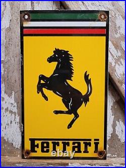 Vintage Ferrari Porcelain Sign Italian Dealer Garage Italysport Race Car Gas Oil