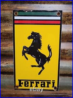 Vintage Ferrari Porcelain Sign Italian Dealer Italy Sport Race Car Sales Service