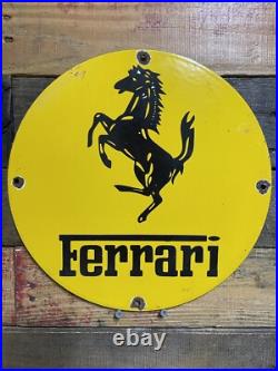 Vintage Ferrari Porcelain Sign Italian Mustang Stallion Race Car Auto Gas Oil