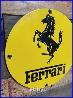 Vintage Ferrari Porcelain Sign Italian Mustang Stallion Race Car Auto Gas Oil
