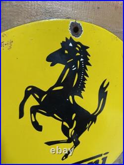 Vintage Ferrari Porcelain Sign Italian Mustang Stallion Race Car Auto Gas Oil