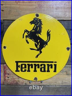 Vintage Ferrari Porcelain Sign Italian Mustang Stallion Race Car Auto Gas Oil