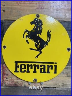 Vintage Ferrari Porcelain Sign Italian Mustang Stallion Race Car Auto Gas Oil