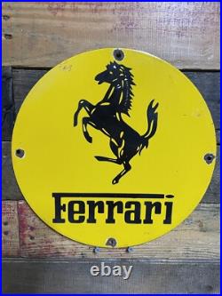 Vintage Ferrari Porcelain Sign Italian Mustang Stallion Race Car Auto Gas Oil