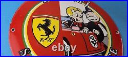 Vintage Ferrari Sign Monopoly Richie Rich Sign Porcelain Auto Gas Pump Sign