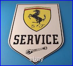 Vintage Ferrari Sign Porcelain Auto Service Dealer Gas Pump Sign