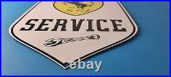 Vintage Ferrari Sign Porcelain Auto Service Dealer Gas Pump Sign