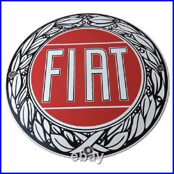 Vintage Fiat Automobile Car Sign Auto Service Dealer Gas Porcelain Sign