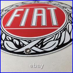 Vintage Fiat Automobile Car Sign Auto Service Dealer Gas Porcelain Sign