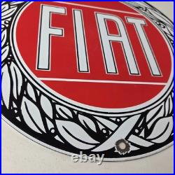 Vintage Fiat Automobile Car Sign Auto Service Dealer Gas Porcelain Sign