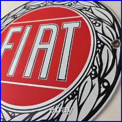 Vintage Fiat Automobile Car Sign Auto Service Dealer Gas Porcelain Sign