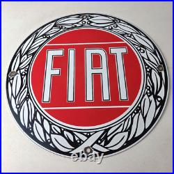 Vintage Fiat Automobile Car Sign Auto Service Dealer Gas Porcelain Sign