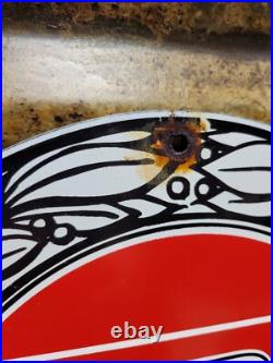 Vintage Fiat Porcelain Sign Italian Sport Car Sales Service Dealer 12 Enamel