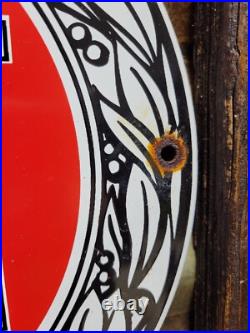 Vintage Fiat Porcelain Sign Italian Sport Car Sales Service Dealer 12 Enamel