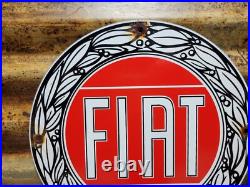 Vintage Fiat Porcelain Sign Italian Sport Car Sales Service Dealer 12 Enamel