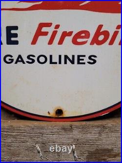 Vintage Firebird Porcelain Sign Oil Gas Station Advertising Pump Plate Race Car