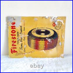 Vintage Firestone Gum Dipped Tires Advertising Metal Sign Rare Automobile TS435