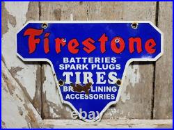 Vintage Firestone Porcelain Sign Old Battery Spark Plug Brake Auto Tire Car Part