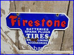 Vintage Firestone Porcelain Sign Old Battery Spark Plug Brake Auto Tire Car Part
