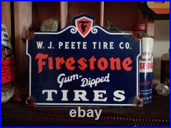 Vintage Firestone Porcelain Sign Old Gum Dipped Rubber Tires Car Auto Parts Shop