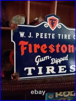 Vintage Firestone Porcelain Sign Old Gum Dipped Rubber Tires Car Auto Parts Shop