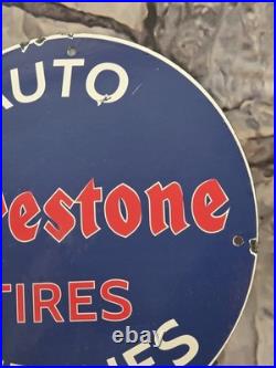 Vintage Firestone Tires Auto Supplies Porcelain Sign Auto Car Tire Service 12