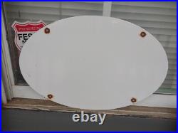 Vintage Firestone Tires Old Porcelain Metal Oval Automobile Parts Dealer Sign