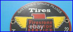Vintage Firestone Tires Porcelain Gas Oil Auto 1 Stop Sales Service 7 Sign