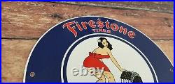 Vintage Firestone Tires Porcelain Gas Oil Sales Service Station Automobile Sign