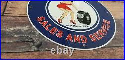 Vintage Firestone Tires Porcelain Gas Oil Sales Service Station Automobile Sign