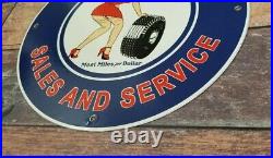 Vintage Firestone Tires Porcelain Gas Oil Sales Service Station Automobile Sign