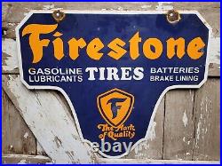 Vintage Firestone Tires Porcelain Sign Oil Gas Automobile Parts Dealer Service