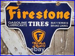 Vintage Firestone Tires Porcelain Sign Oil Gas Automobile Parts Dealer Service